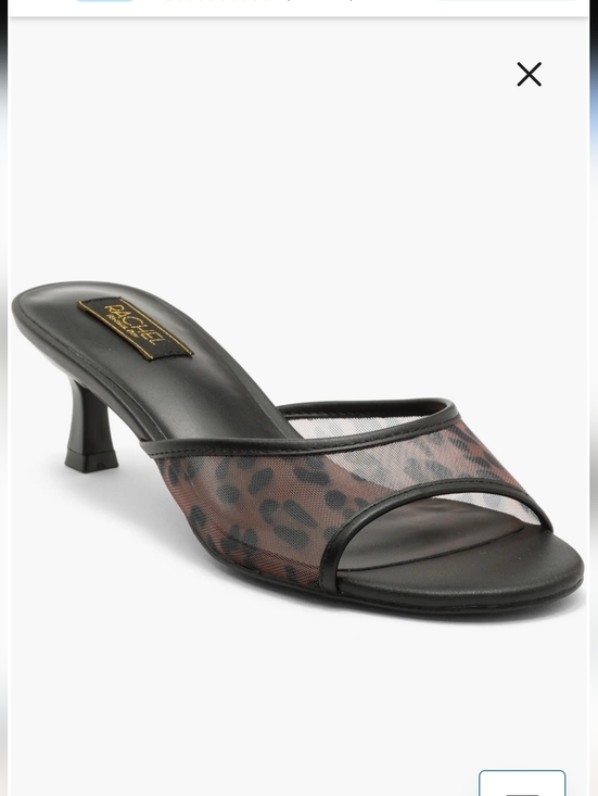 RACHEL Rachel Roy Shoes - Rachel Roy Kali  Black and Brown Leopard-Print Mesh Slide Sandal Size 8